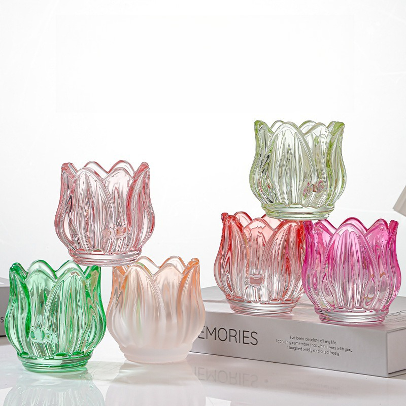 Candle Quotes - Tulpenkerzenbecher aus Glas, Atmosphärendekoration, Foto-Requisite, Kerzenständer,