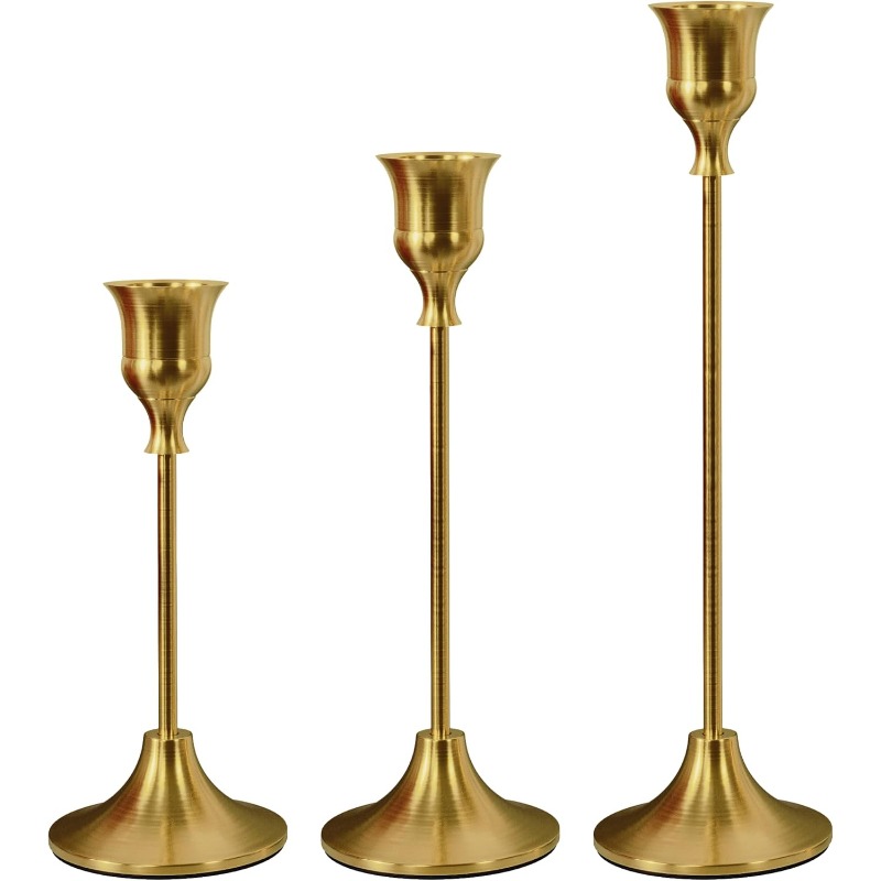 Candle Quotes - 3-teiliges Vintage-Kerzenständer-Set Elegante Metall- und Aluminium-Tischkerzenhalter