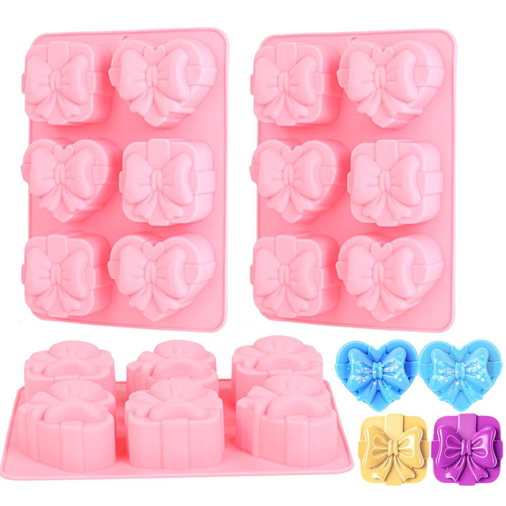 Candle Supplies Storage - Quadratische herzförmige Silikonform mit 6 Mulden,