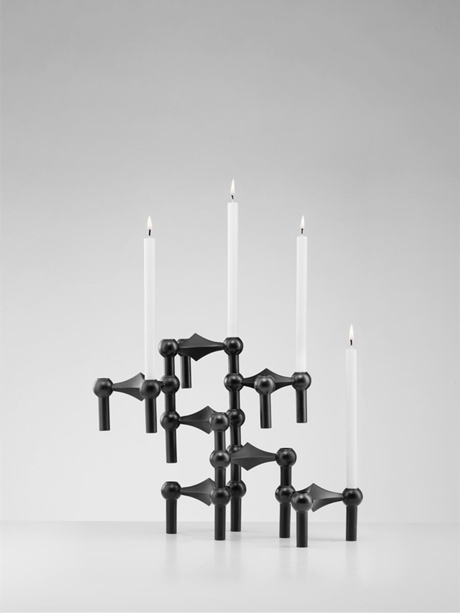 Candle Quotes - Metall-Kerzenhalter mit Molekülstruktur, schwarzer Kerzenständer als