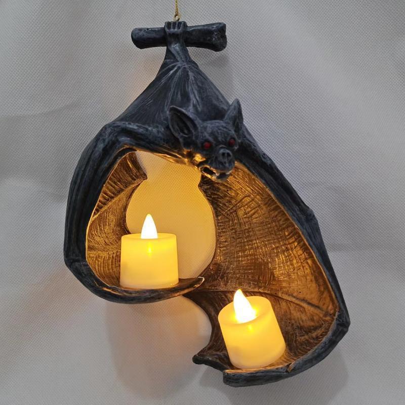 Candle Quotes - Fledermausförmiger Teelichthalter Wandhängender Kerzenständer Halloween Gruselige