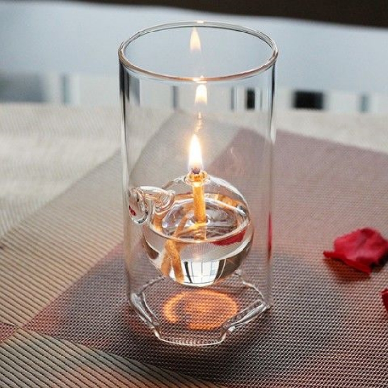 Candle Quotes - Romantische Glas Öllampe Transparent Winddicht Kerzenständer