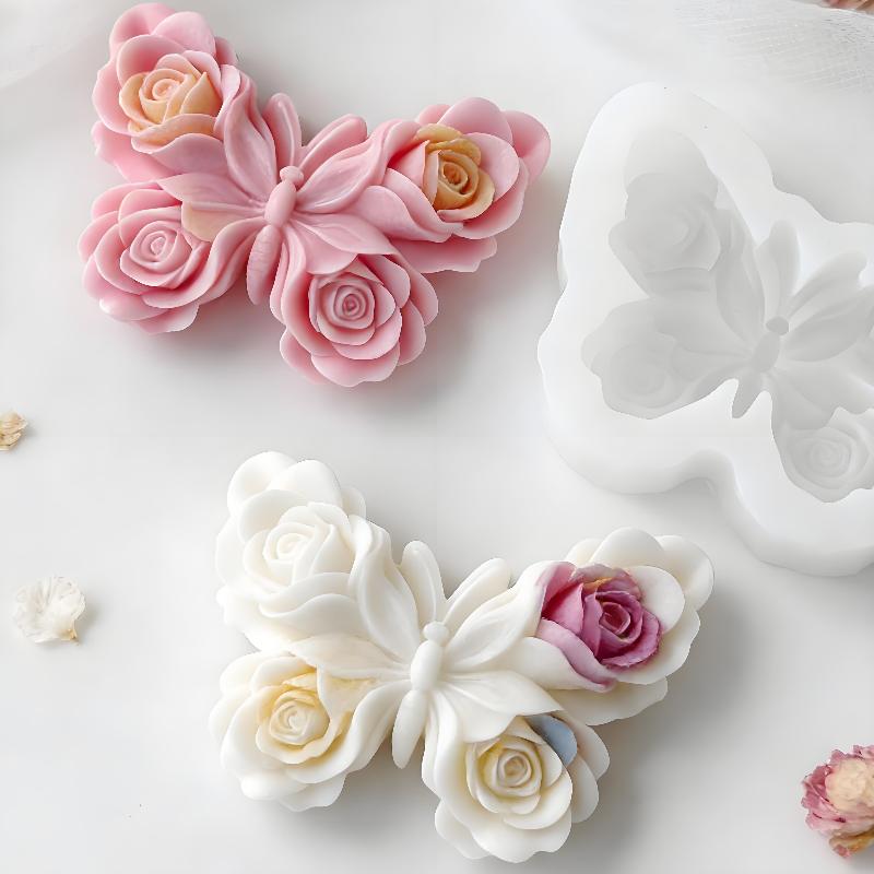Candle Supplies Storage - DIY Rosen-Schmetterling Silikonform Handgemachte Aroma-Kerzen Gips