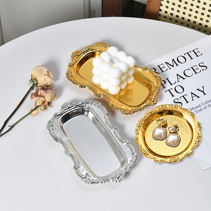 Luxury Candle Supplies Usa - Retro Luxus Versilberte Teller Kuchen-Dessert-Tablett Parfüm-Schlüssel-Kerzen-Organizer-Tablett