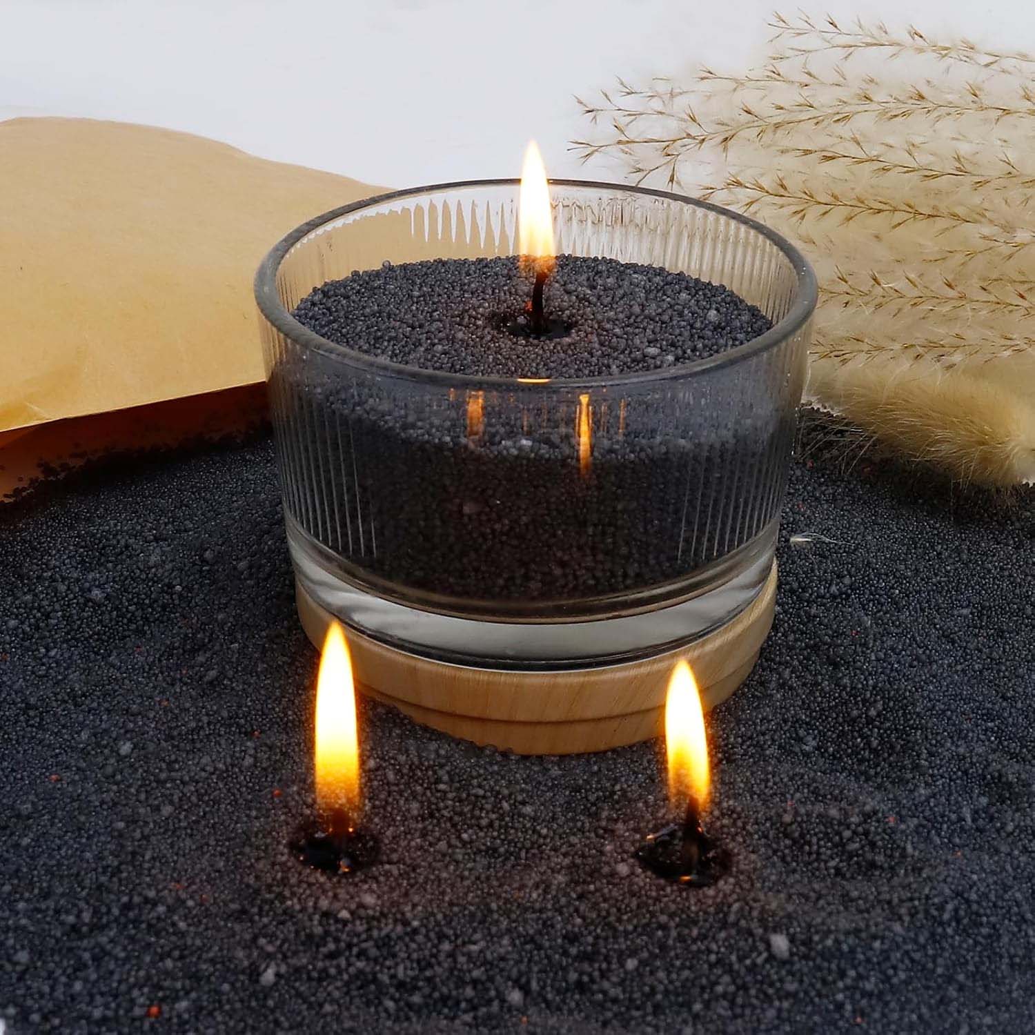 Candle Supplies Storage - Schwarzer Kerzensand mit Docht, 200g mit
