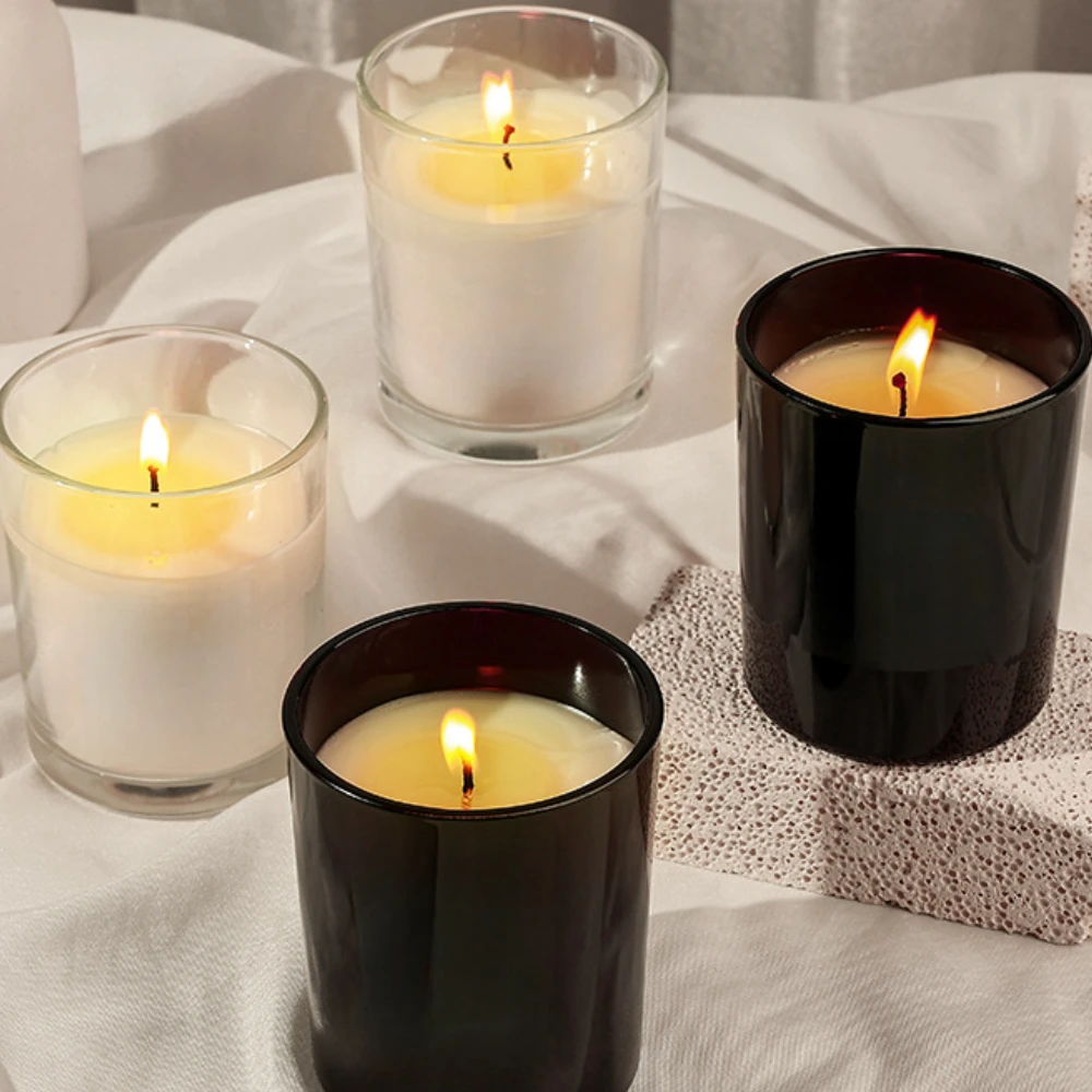 Luxury Candle Supplies Usa - Luxuriöses Kerzenglas aus Glas, schwarz-weißes Glas,