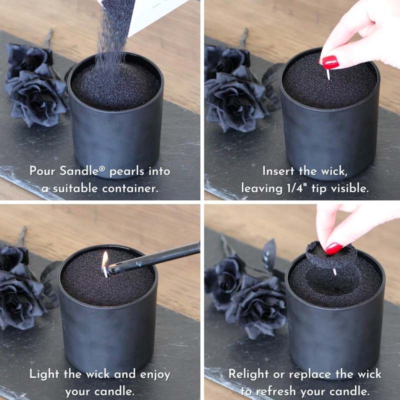 Schwarzer Kerzensand mit Docht – Candle Supplies Storage Bewertung und Preis